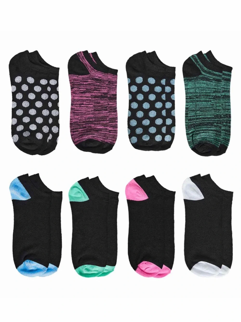 💖$8💖 NEW Ladies' Low Cut Extended Size Socks Shoe Size 8-12, 8 Pairs